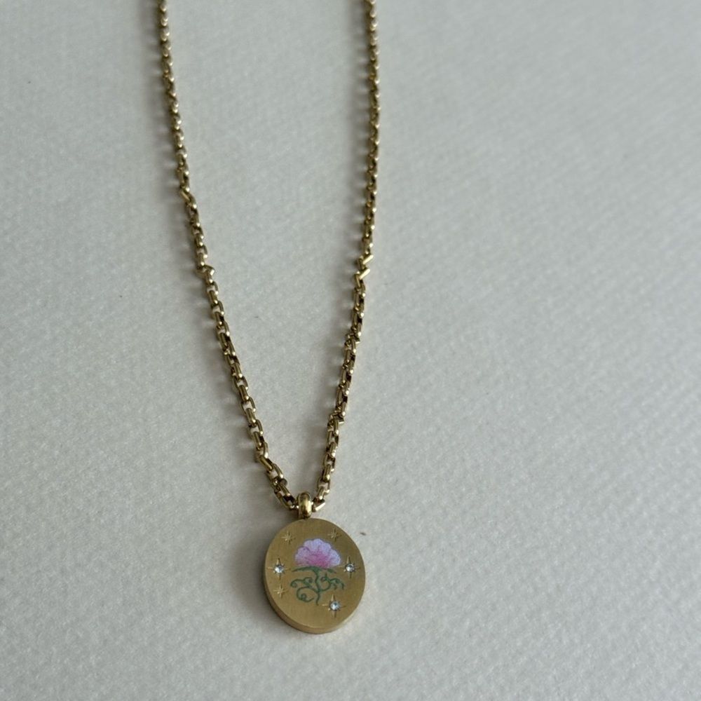 Pink Floral necklace #1718 - Picture 4 of 4